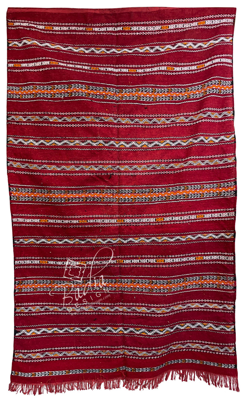 Deep Red Multi-Color Kilim Rug - R0275