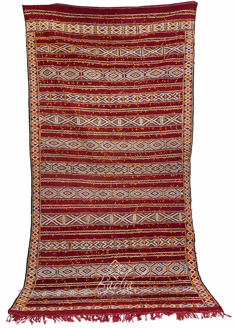 Red Multi-Color Kilim Rug with Tribal Designs - R0278