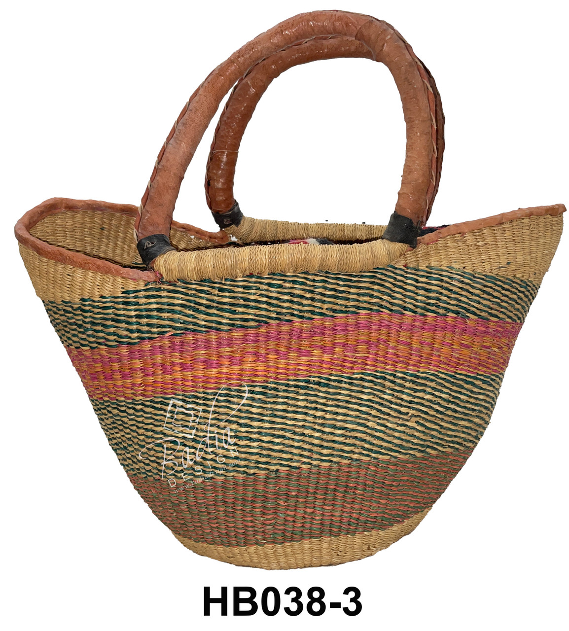 Multi-Color Handmade African Straw Bags - HB038