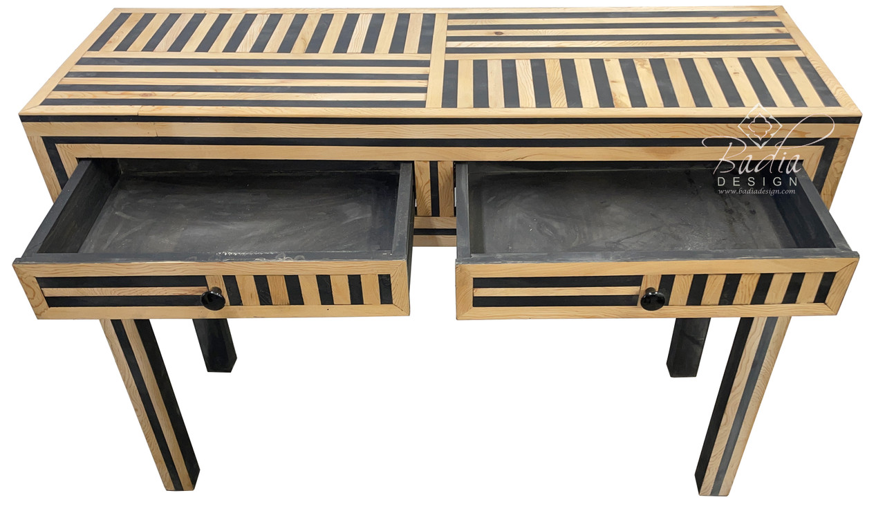 Rectangular Shaped Walnut Wood and Resin Table - MOP-ST145