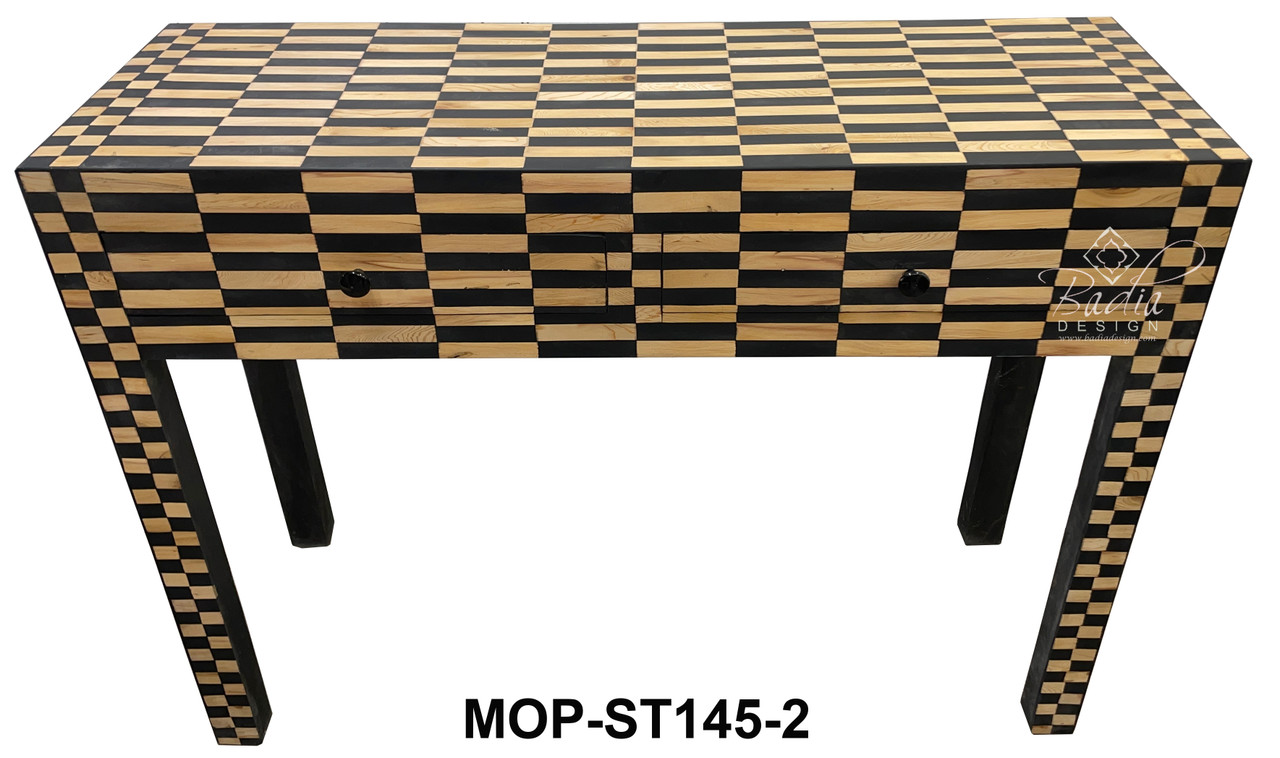 Rectangular Shaped Walnut Wood and Resin Table - MOP-ST145