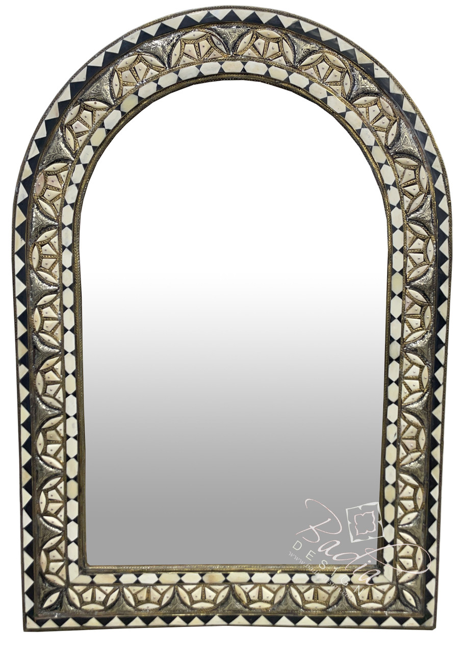 Arch Top Metal and White Bone Mirror - M-MB121