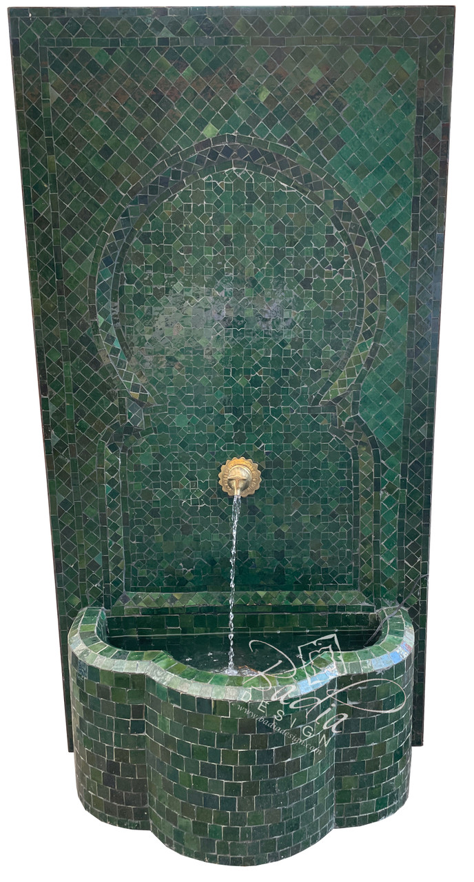 Large Solid Green Mosaic Water Fountain - MF826