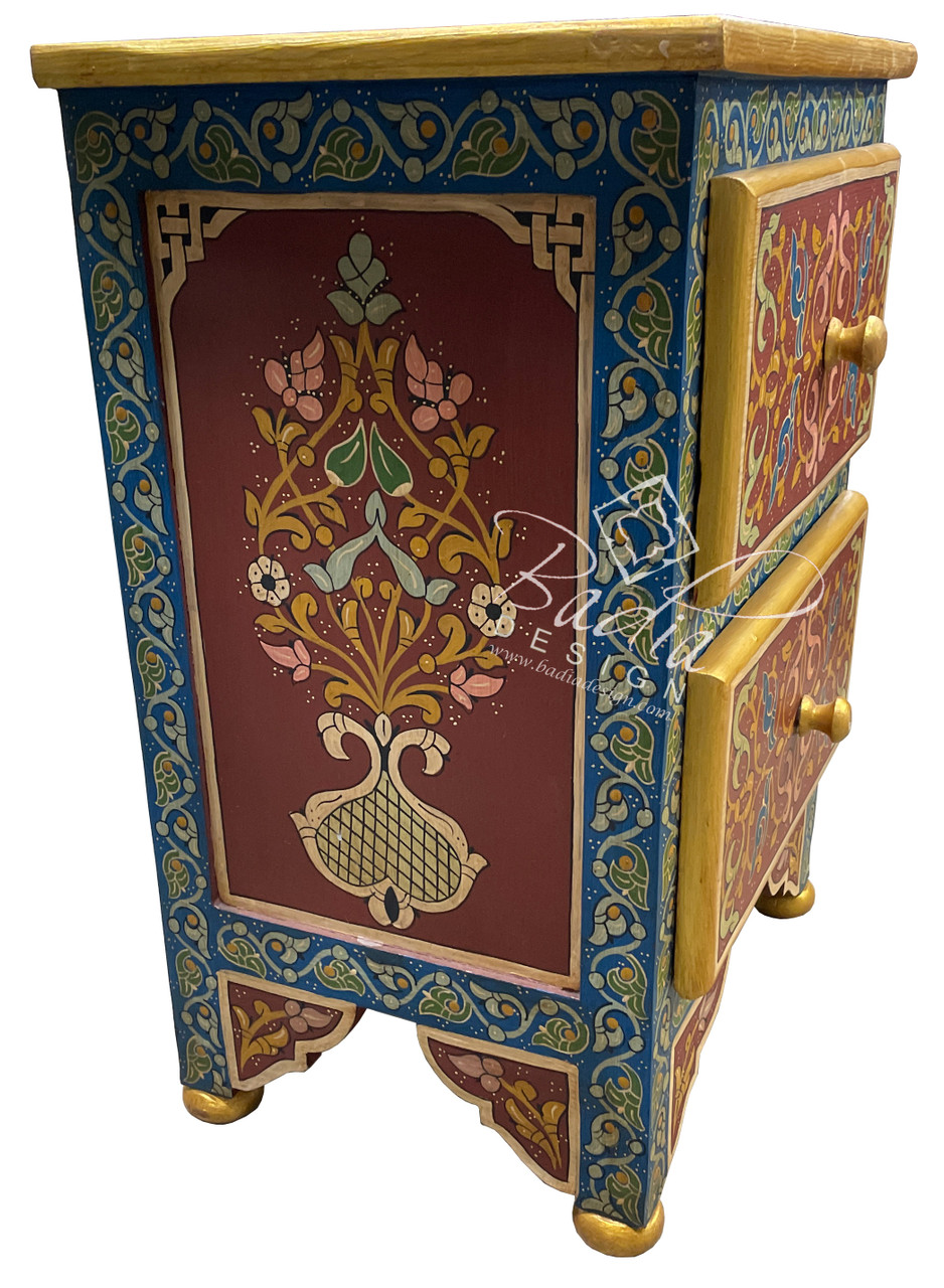 Multi-Color Hand Painted Nightstand - HP-CA085