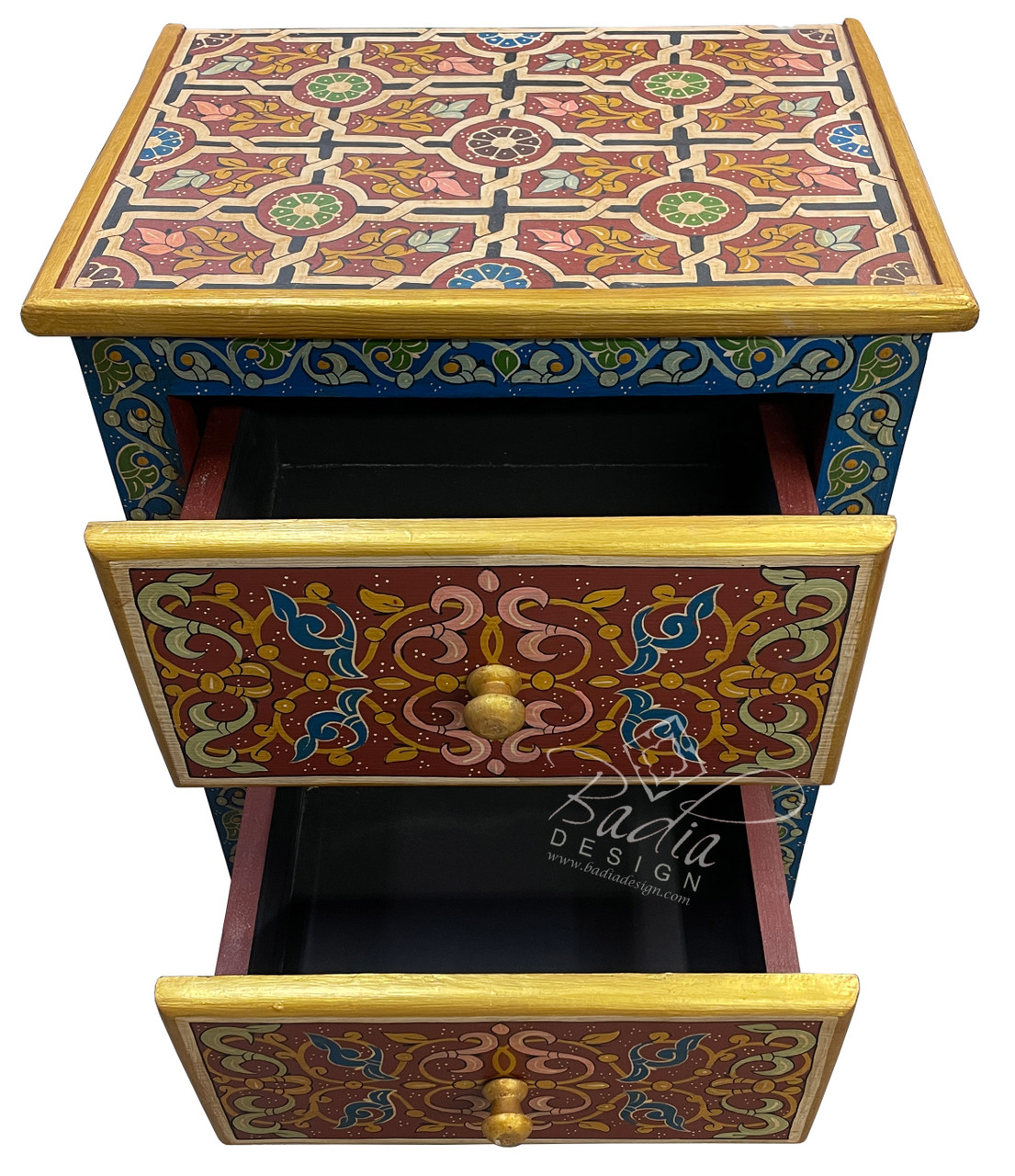 Multi-Color Hand Painted Nightstand - HP-CA085