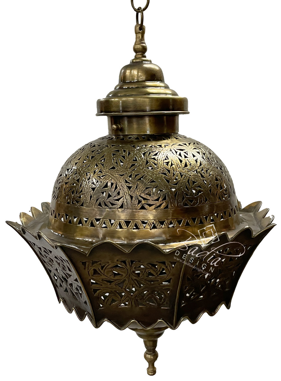 Intricately Designed Moroccan Brass Chandelier from Badia