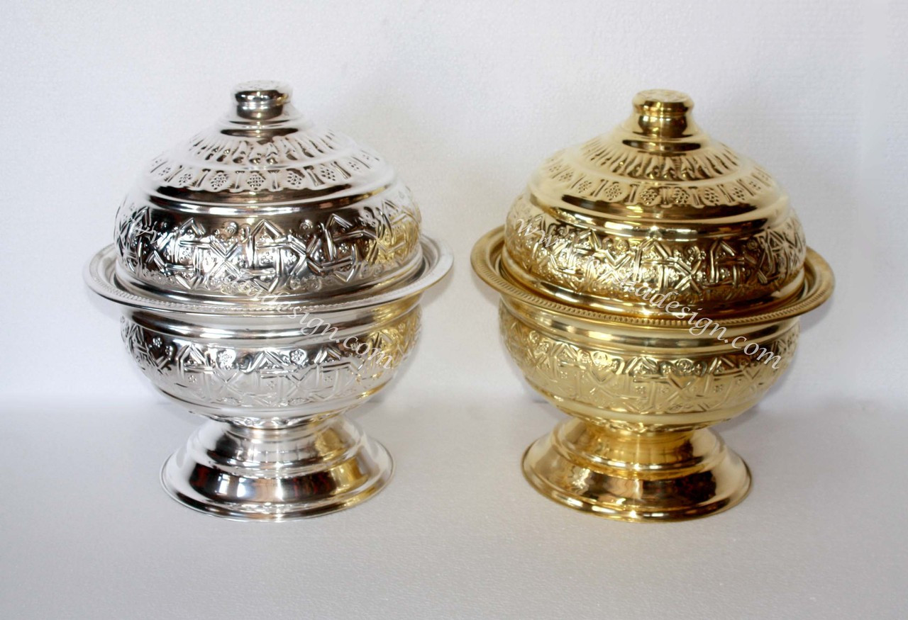 Silver and Brass Plated Bowl with Lid - HD026