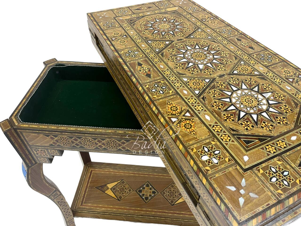 Handcrafted Syrian Design Gaming Table – Play Chess, Checkers & Backgammon - MOP-ST160