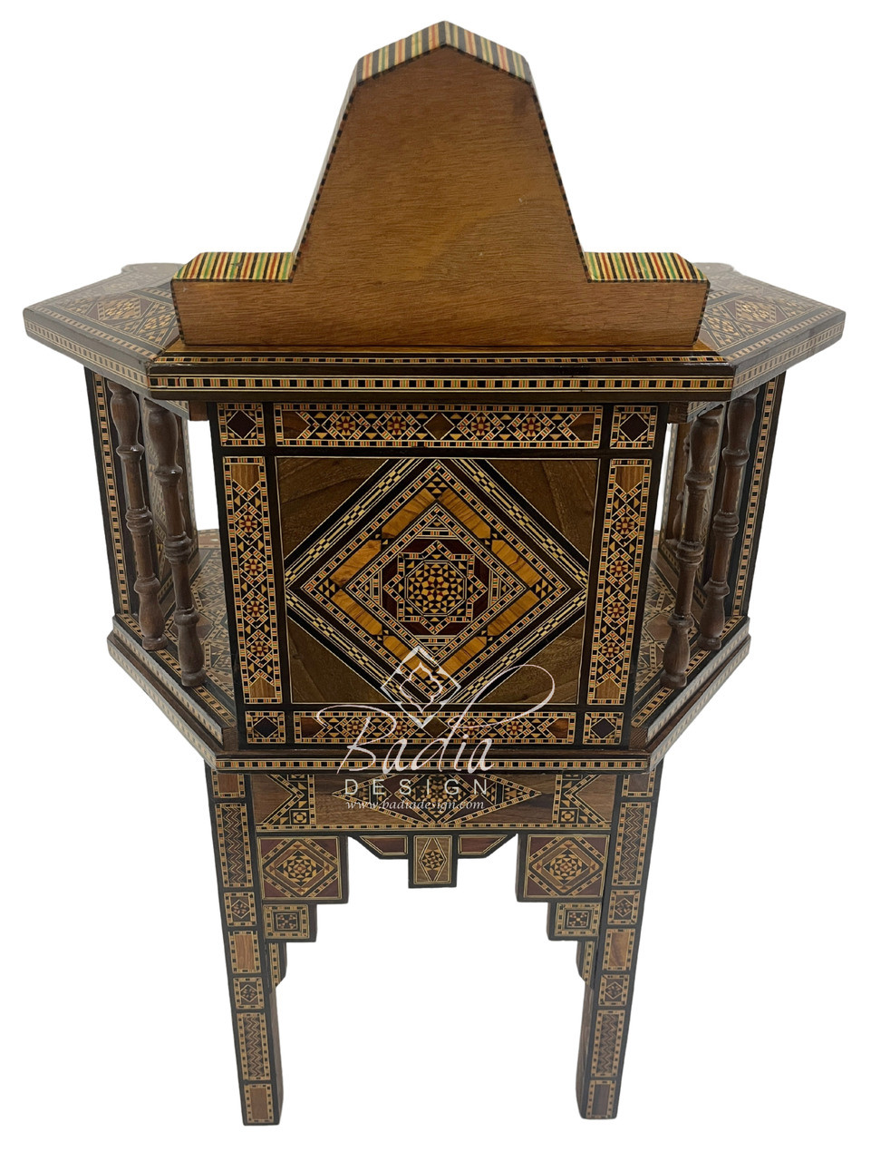 Authentic Moroccan Hand-Carved Chair with Stunning Inlay - MOP-CH031