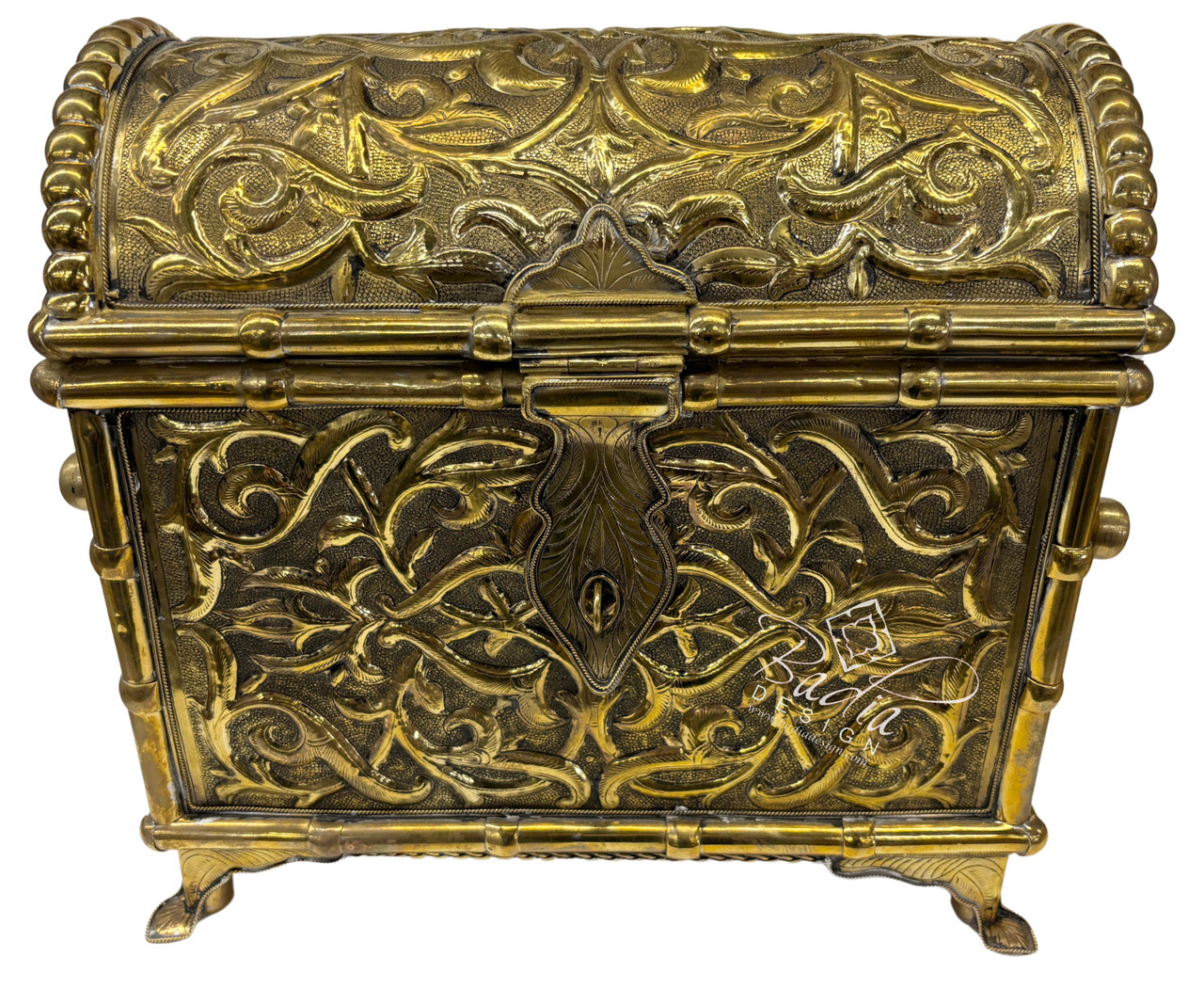 Large Moroccan Brass Treasure Chest from Badia Design Inc.