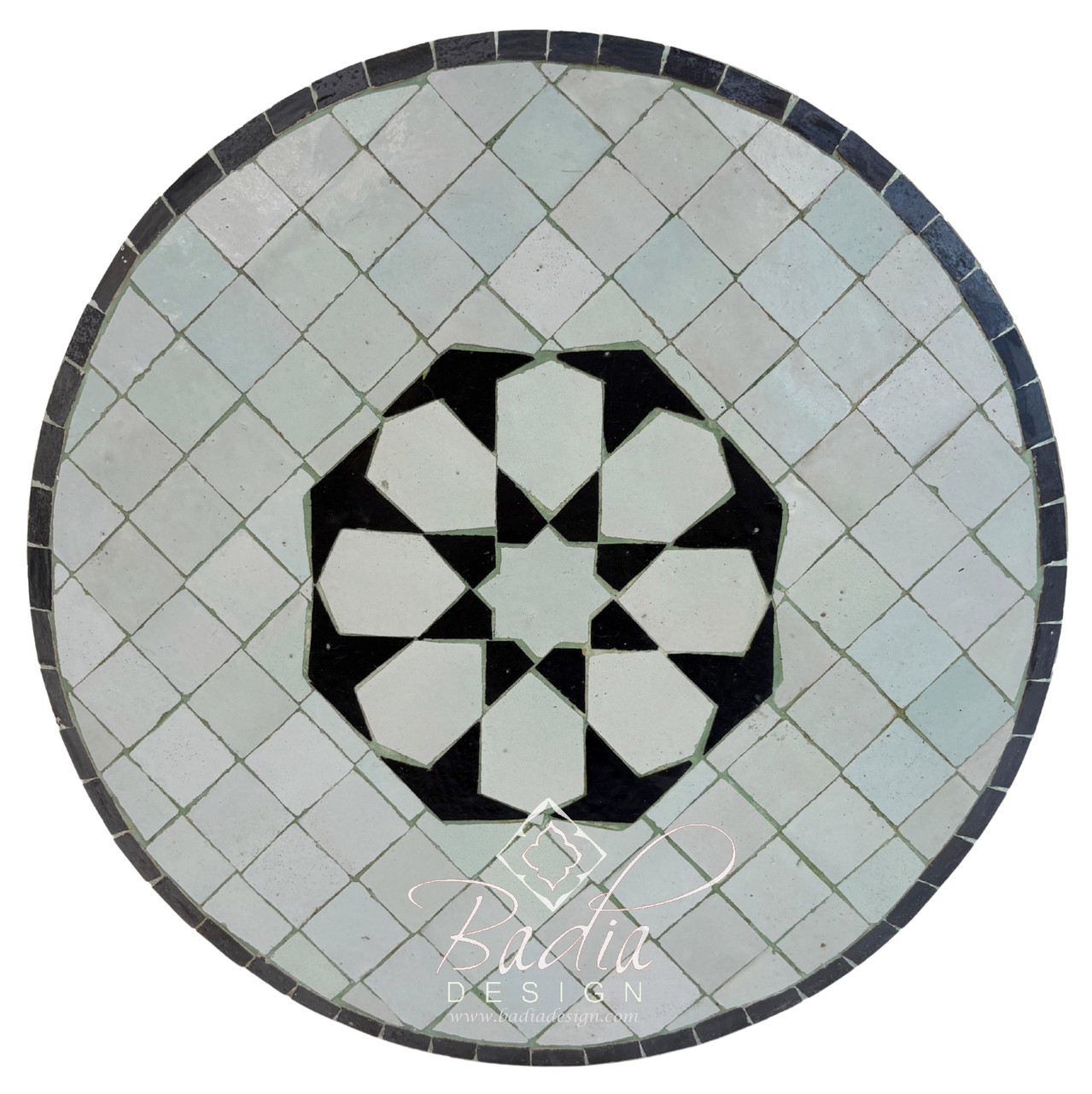 18 Inch Multi-Color Moroccan Mosaic Tile Table Top and Base - MTR668