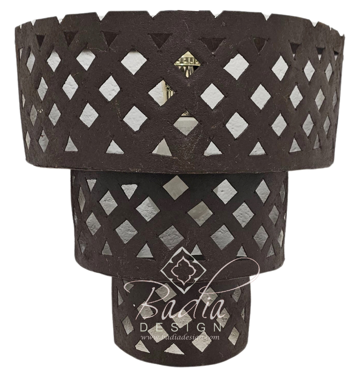 Hand Designed Rustic Iron Wall Sconce with Geometric Pattern - WL284