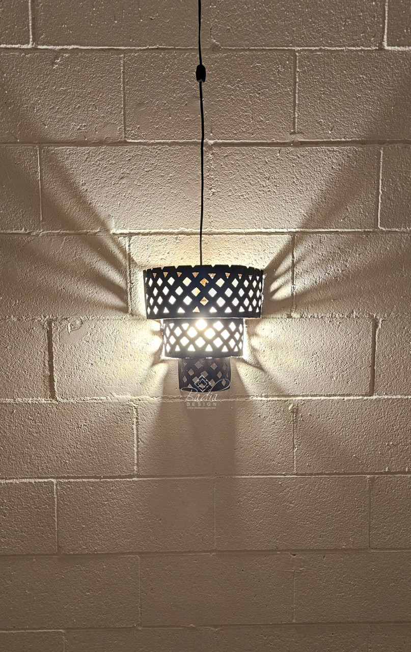 Hand Designed Rustic Iron Wall Sconce with Geometric Pattern - WL284