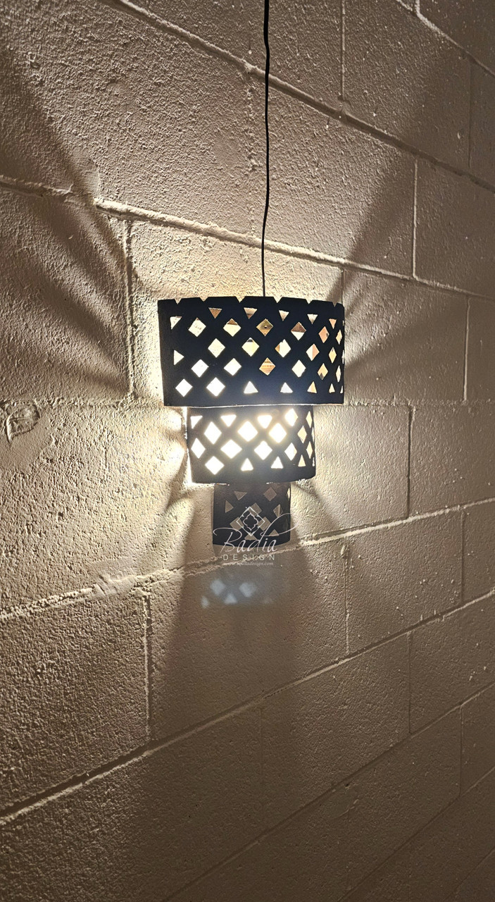 Hand Designed Rustic Iron Wall Sconce with Geometric Pattern - WL284
