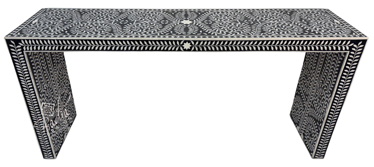 Handcrafted Rectangular Wood and Resin Table - MOP-ST170