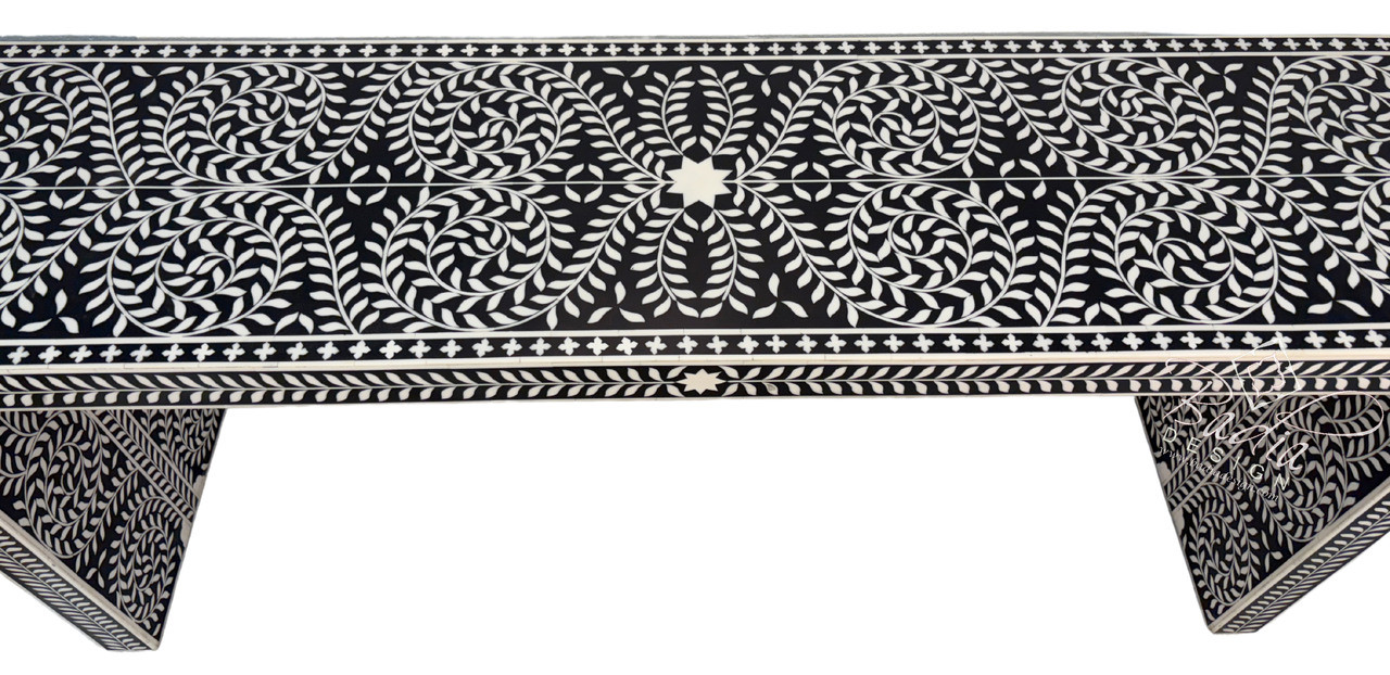 Handcrafted Rectangular Wood and Resin Table - MOP-ST170