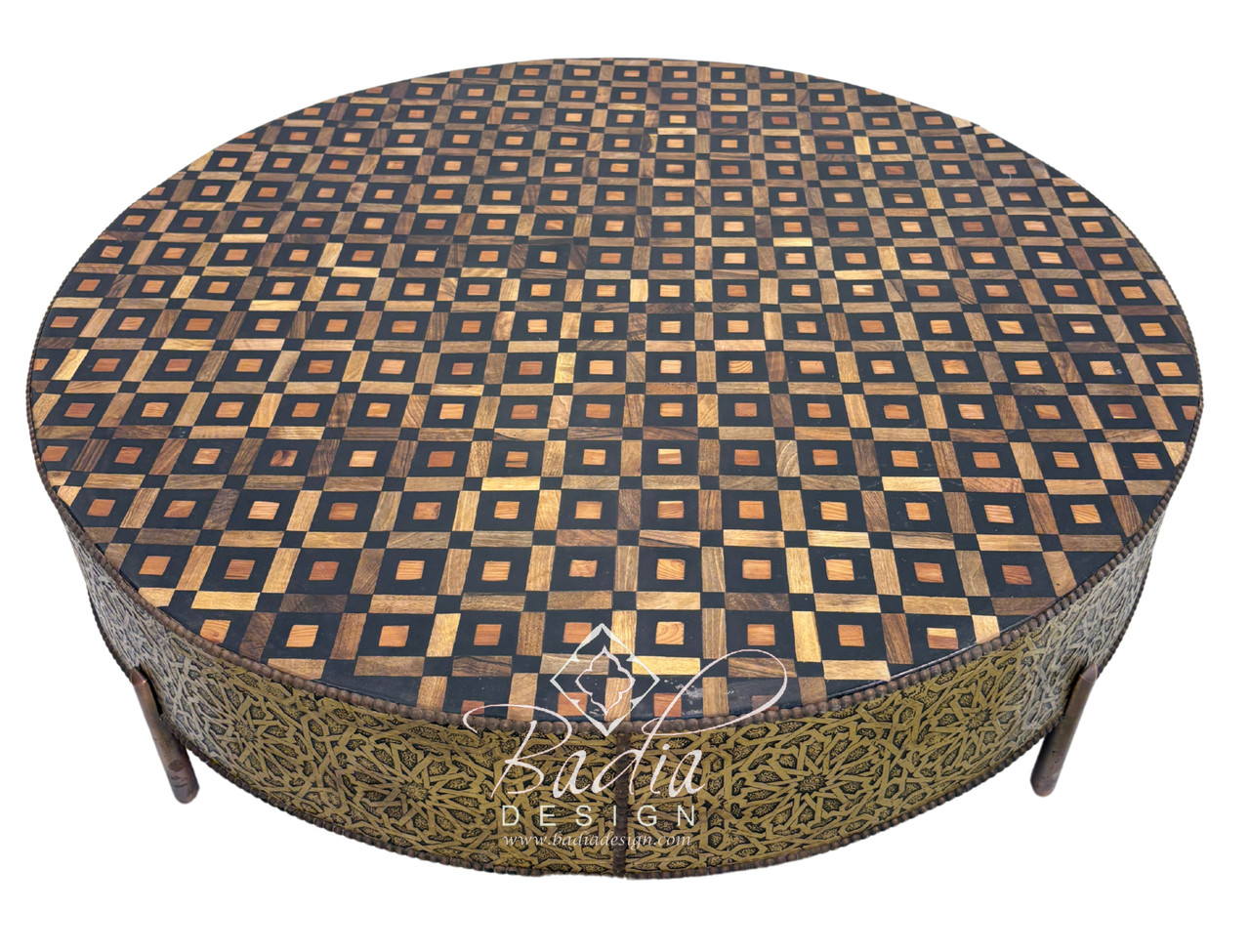 Large Round Metal and Wood Coffee Table - CW-ST077