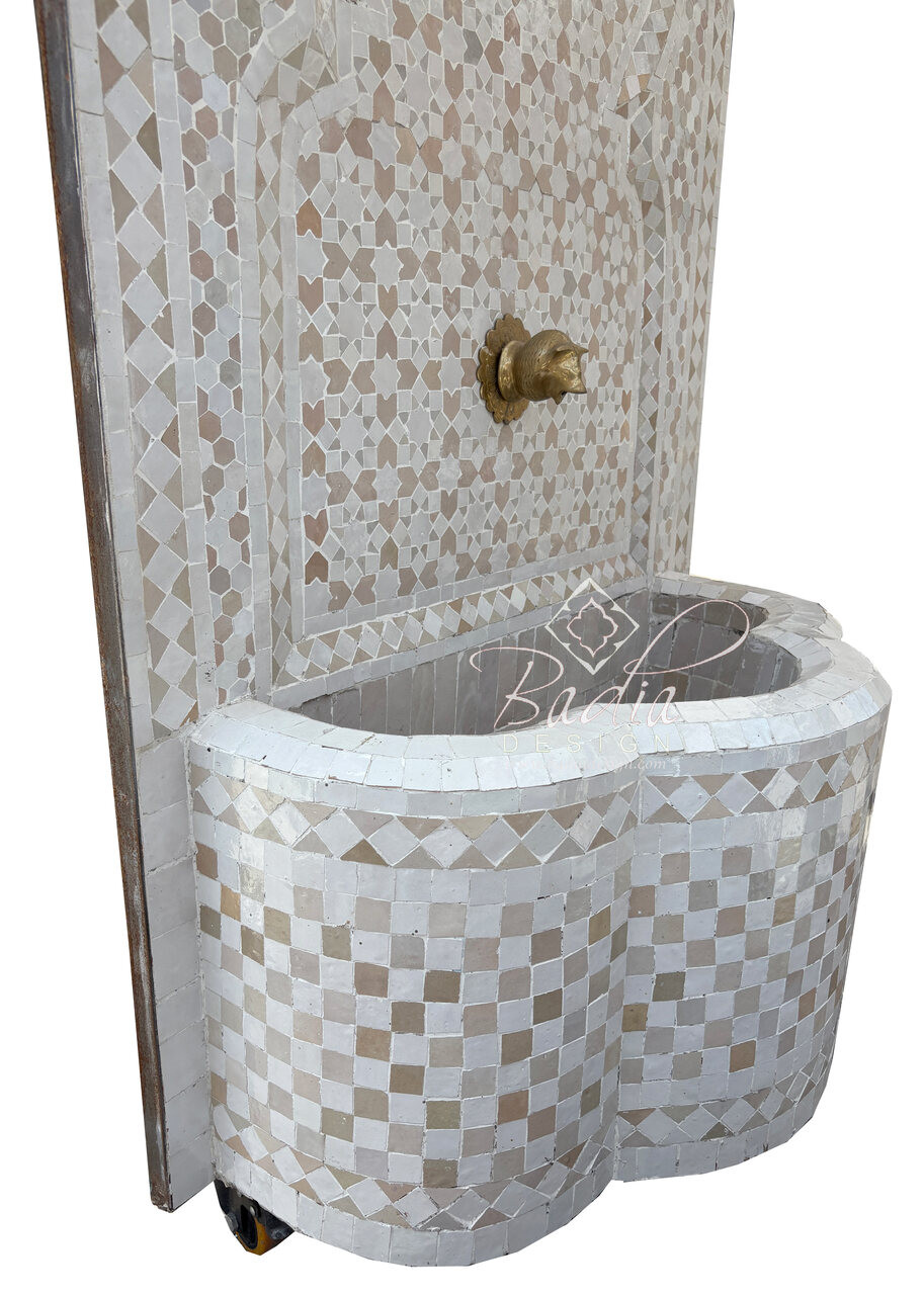 Beige and White Mosaic Tile Water Fountain - MF854