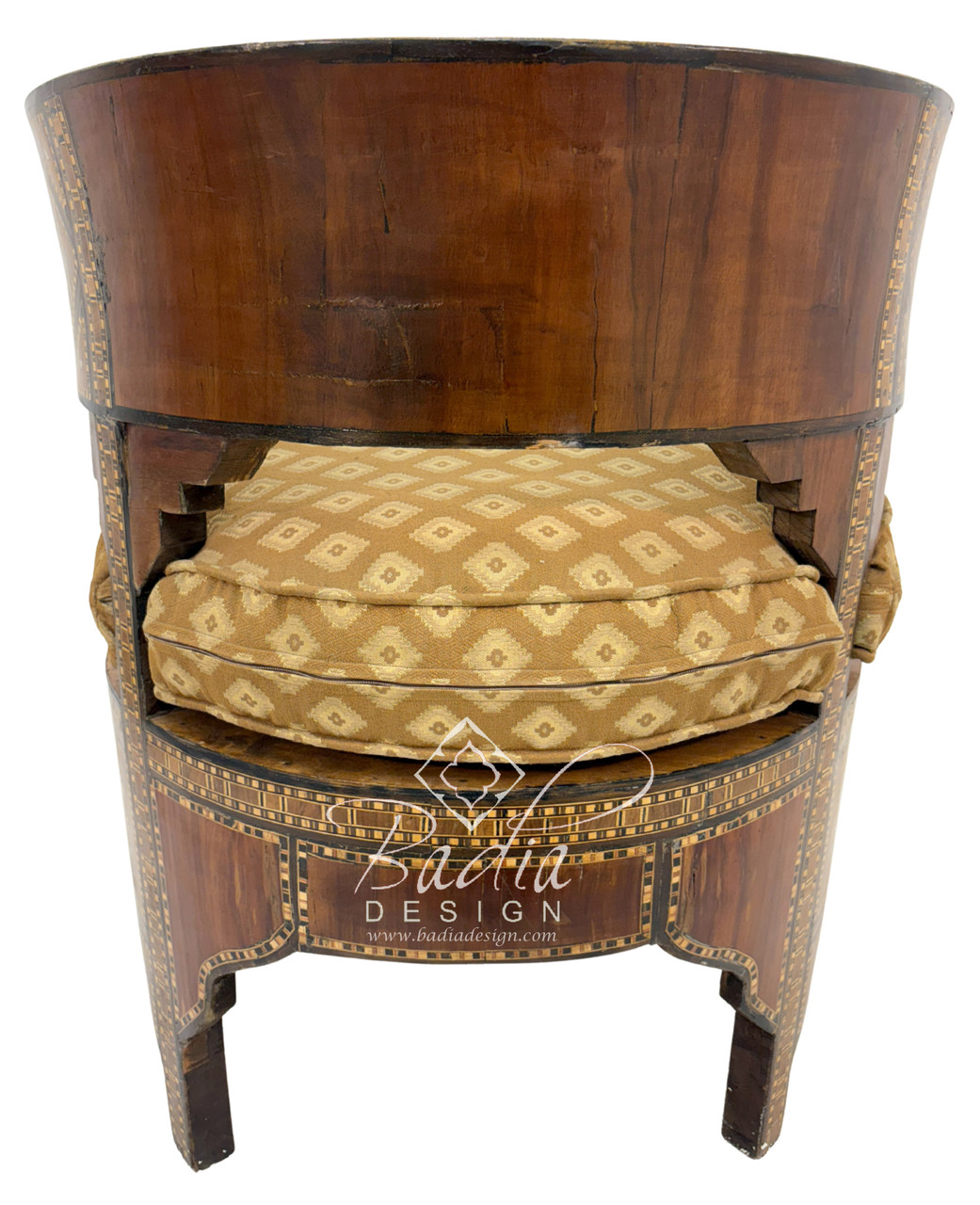 Handcrafted Mother of Pearl Inlay Chair with Cushion - MOP-CH035