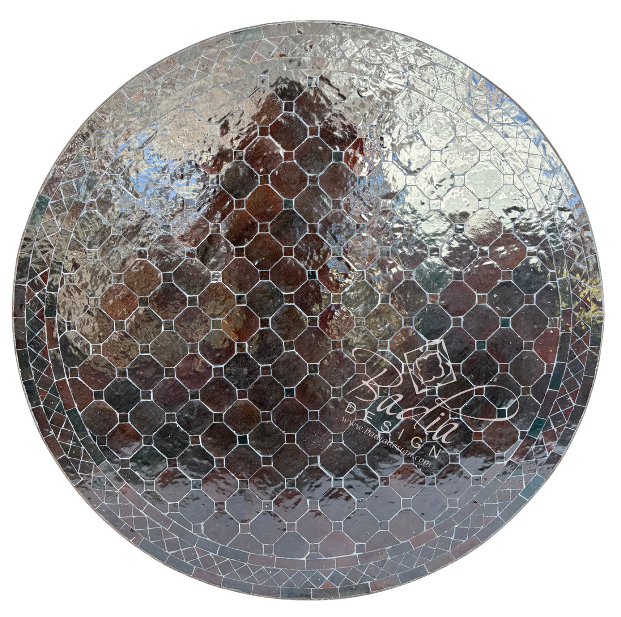 36 Inch Dark Brown Round Tile Table Top - MTR688