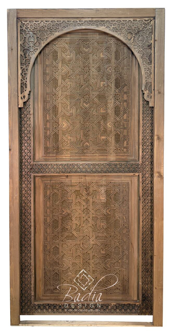 Stained Hand Carved Wooden Door - CWD068
