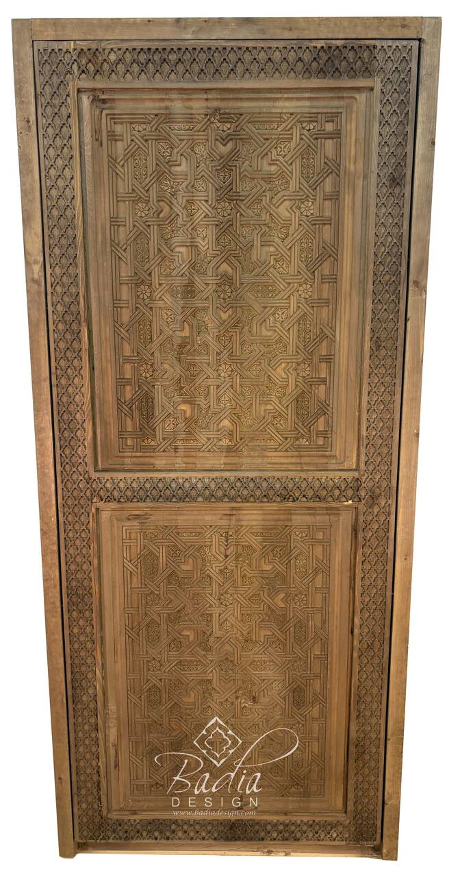 Stained Hand Carved Wooden Door - CWD068