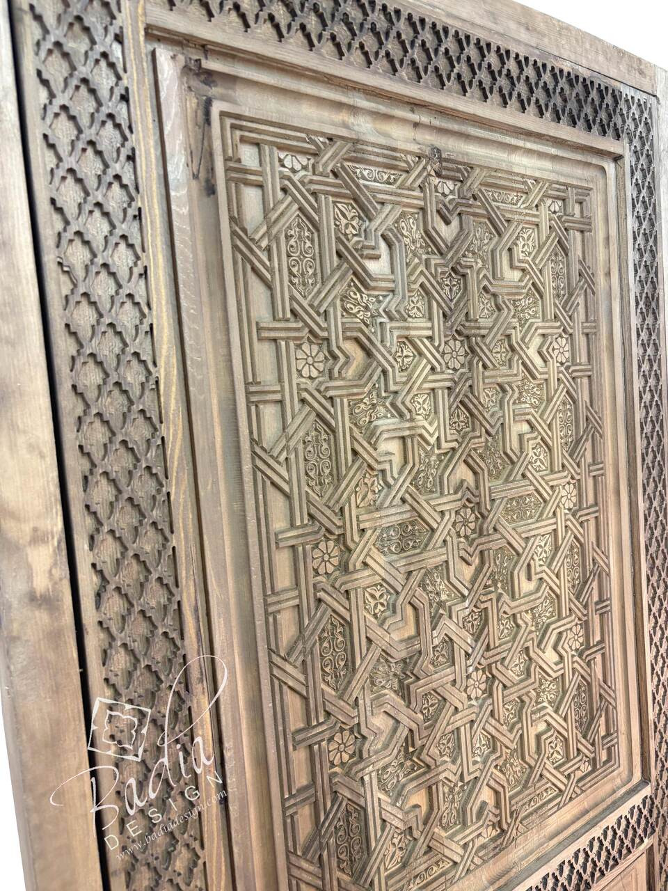 Stained Hand Carved Wooden Door - CWD068