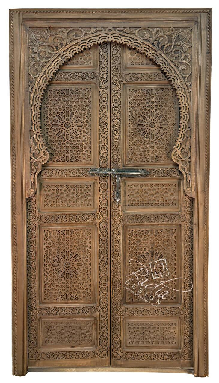 Stained Hand Carved Wooden Door - CWD069