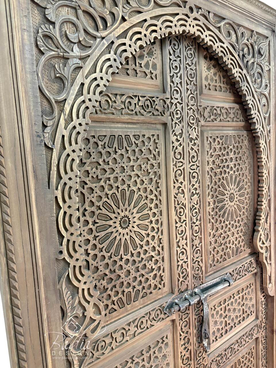 Stained Hand Carved Wooden Door - CWD069
