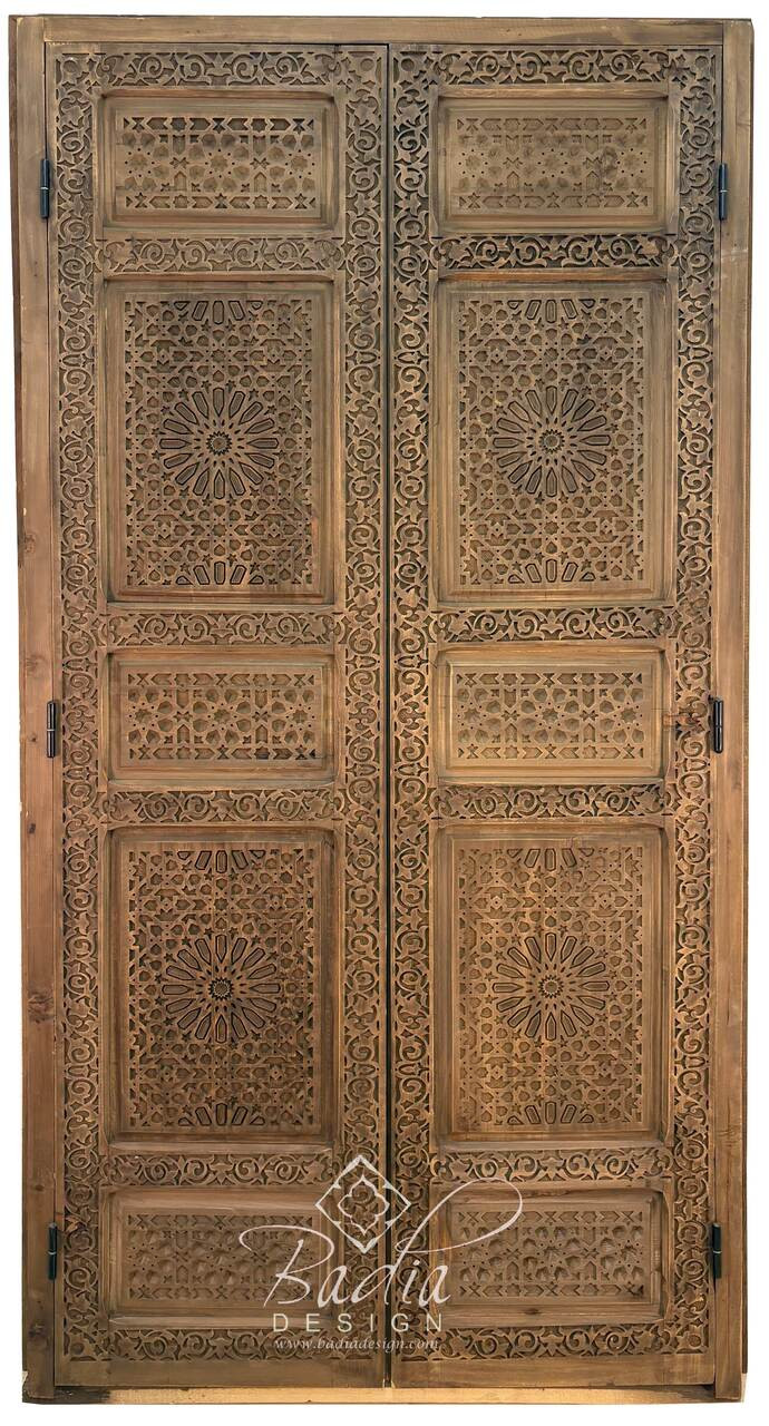 Stained Hand Carved Wooden Door - CWD069