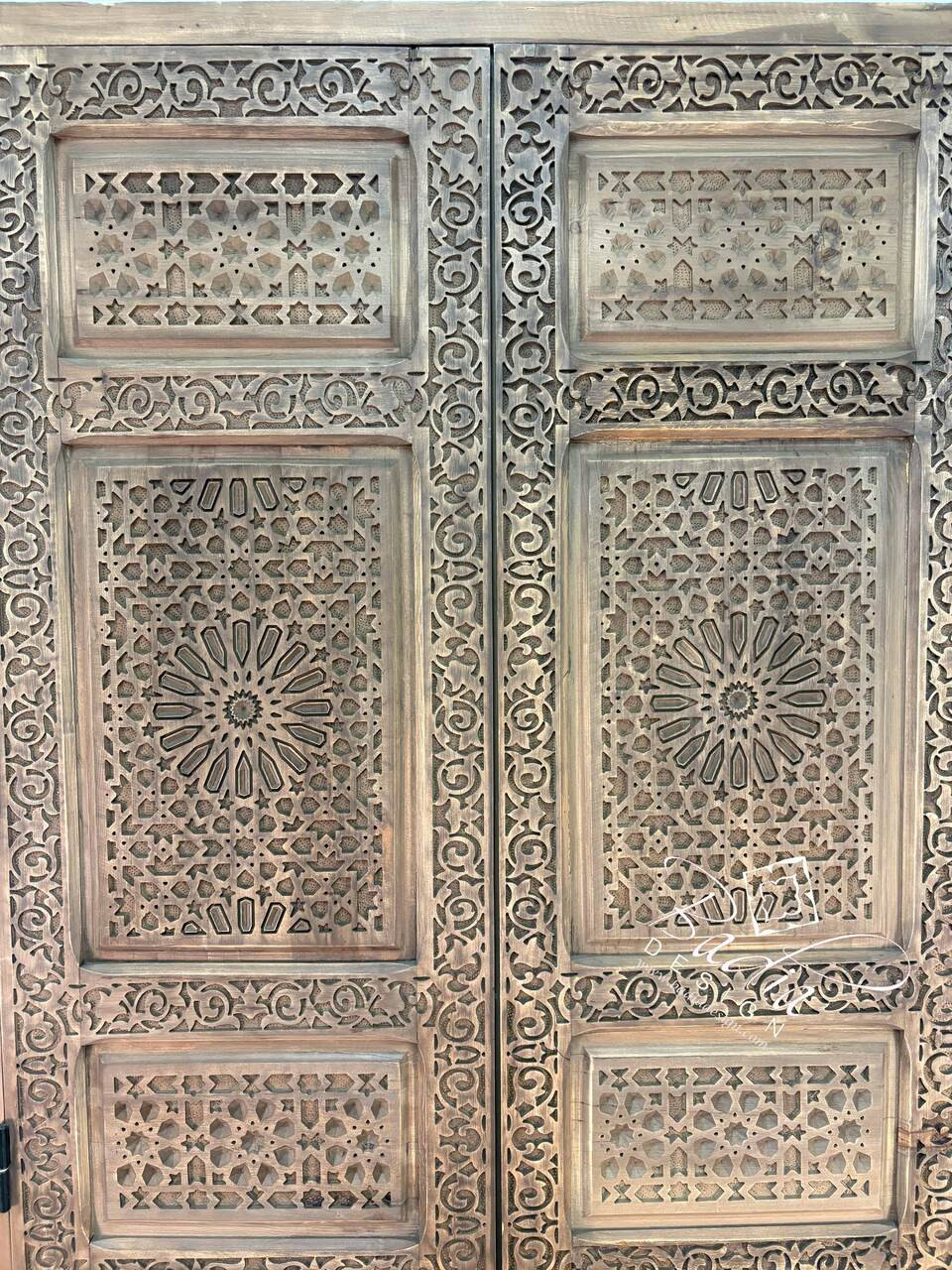 Stained Hand Carved Wooden Door - CWD069