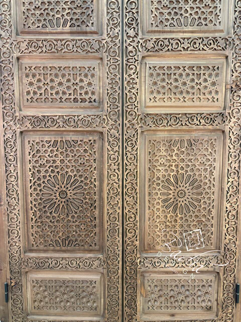 Stained Hand Carved Wooden Door - CWD069
