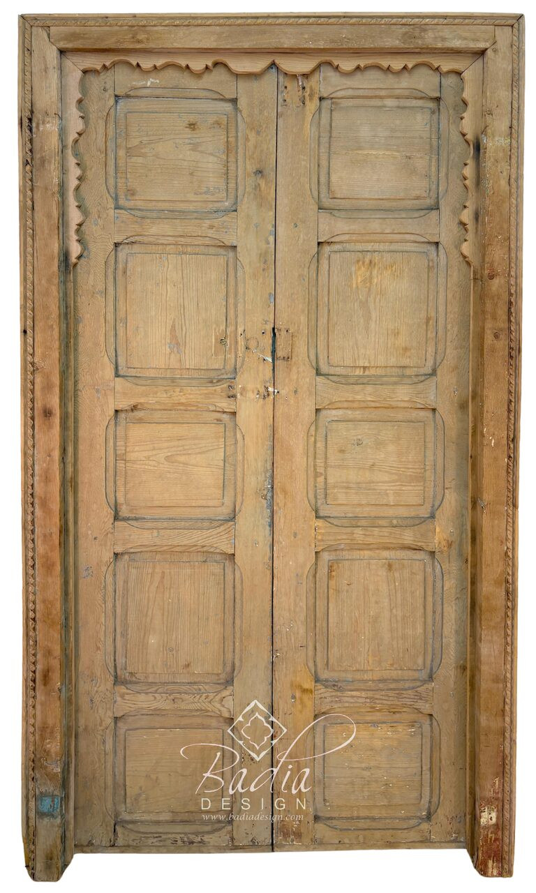 Vintage Unstained Hand Carved Wooden Door - CWD070