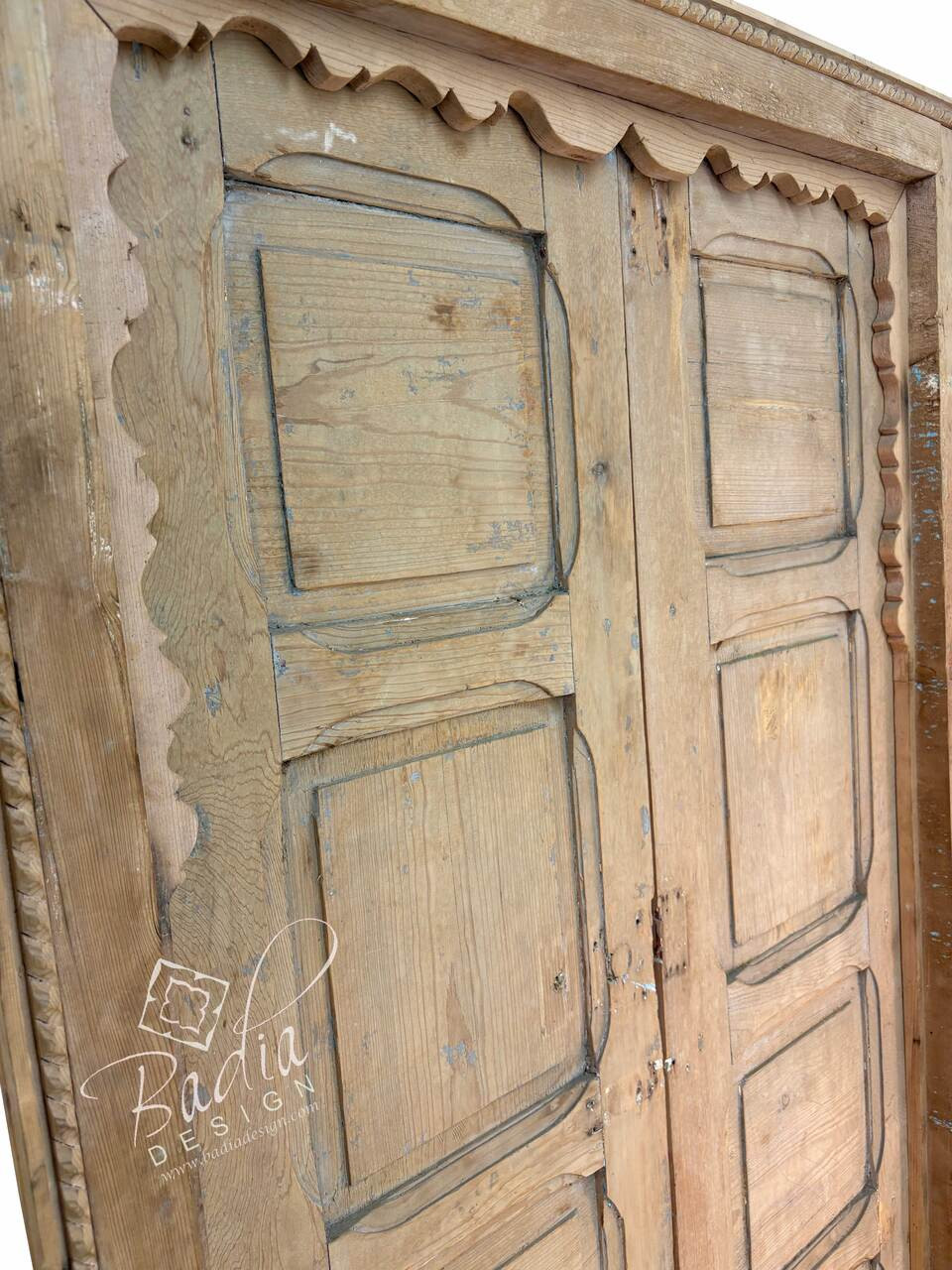 Vintage Unstained Hand Carved Wooden Door - CWD070