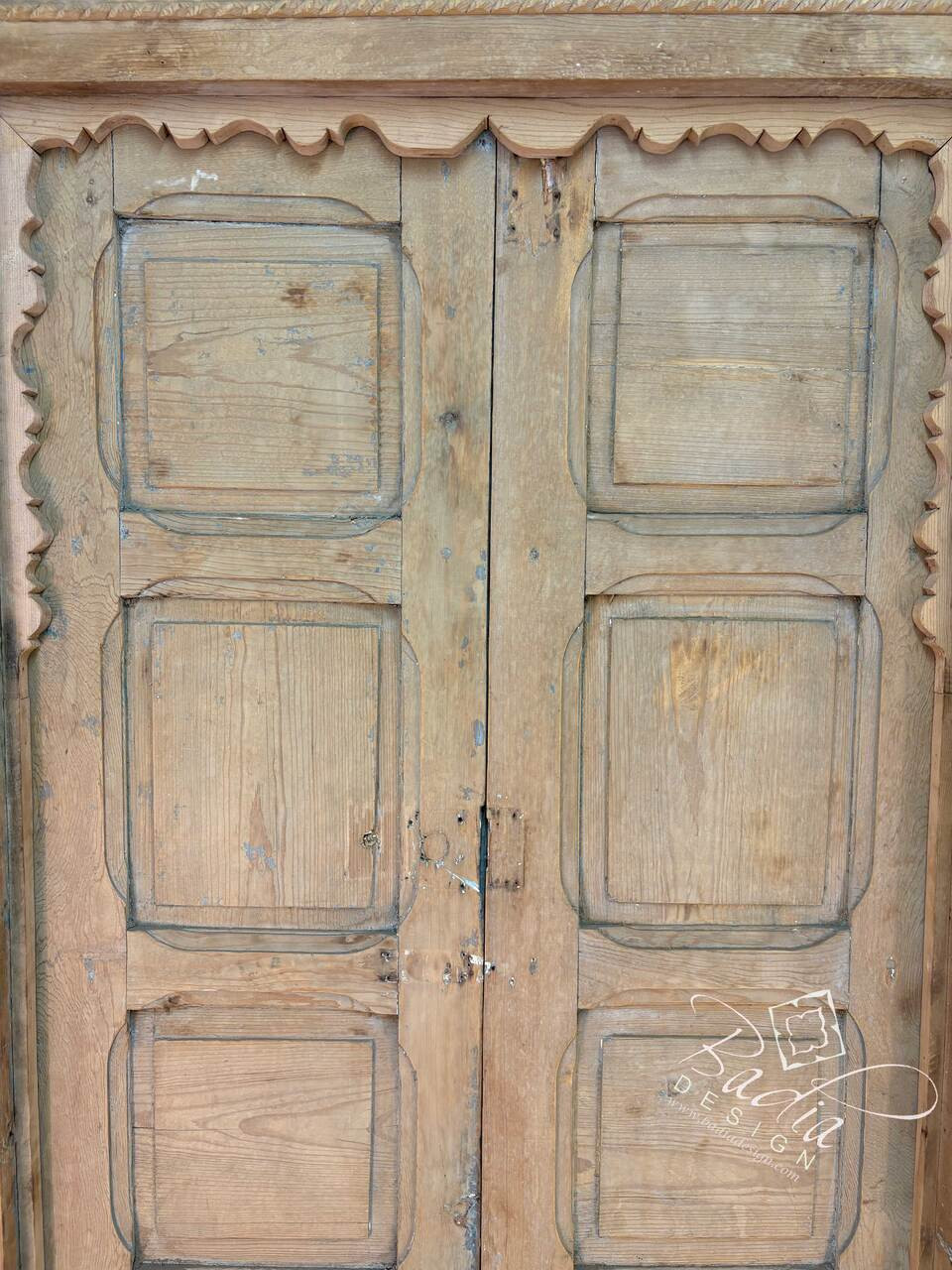 Vintage Unstained Hand Carved Wooden Door - CWD070