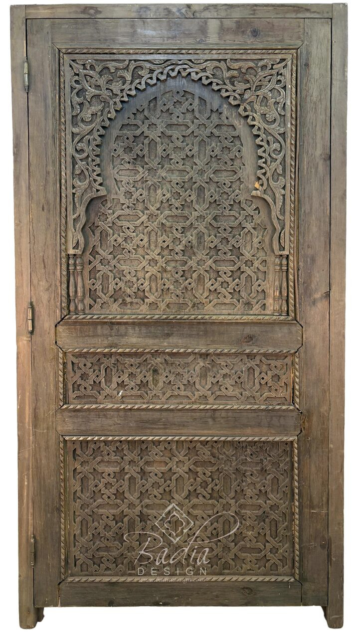 Stained Hand Carved Wooden Door - CWD071