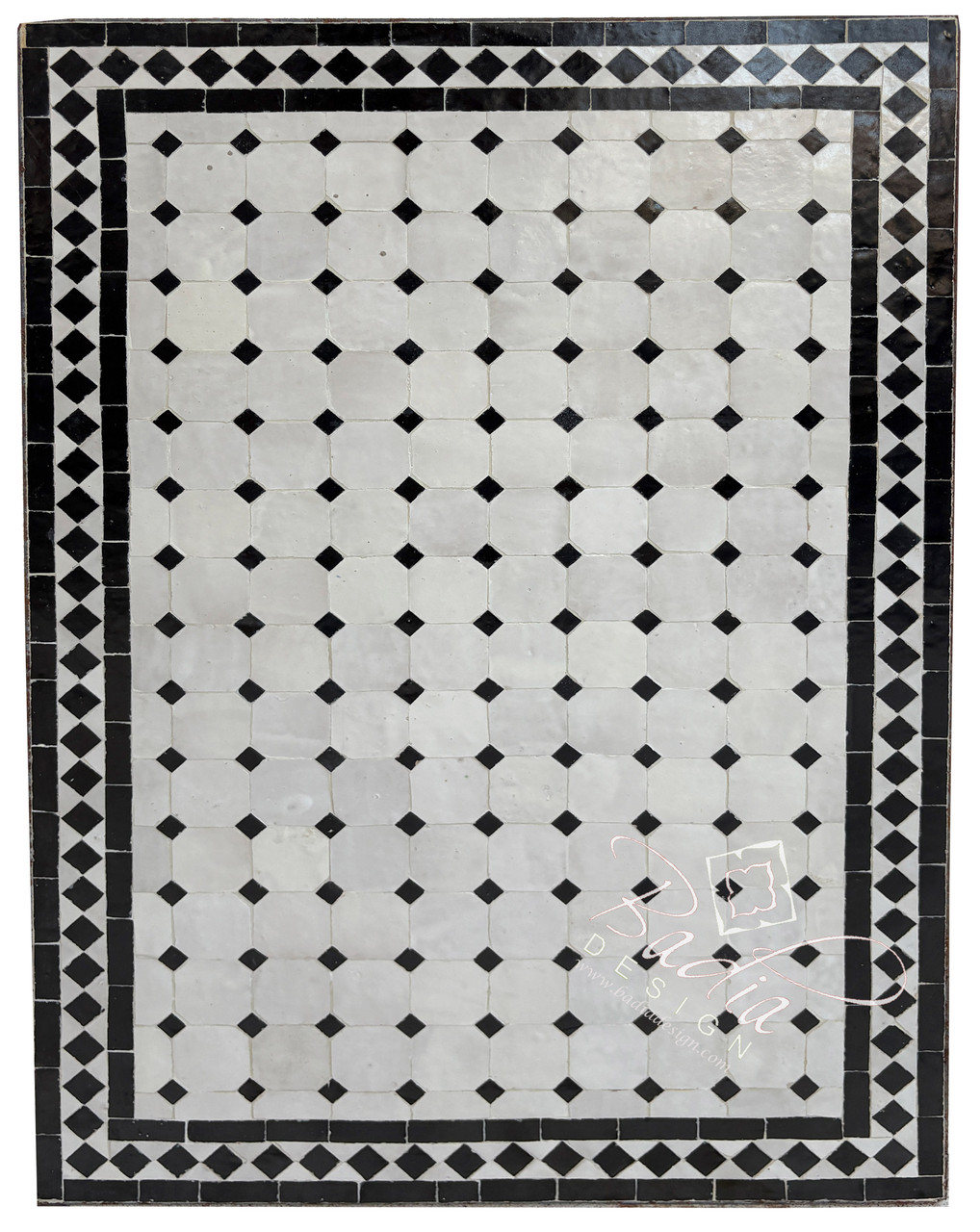 24" x 36" Rectangular Shaped Black and White Tile Table Top - MT844