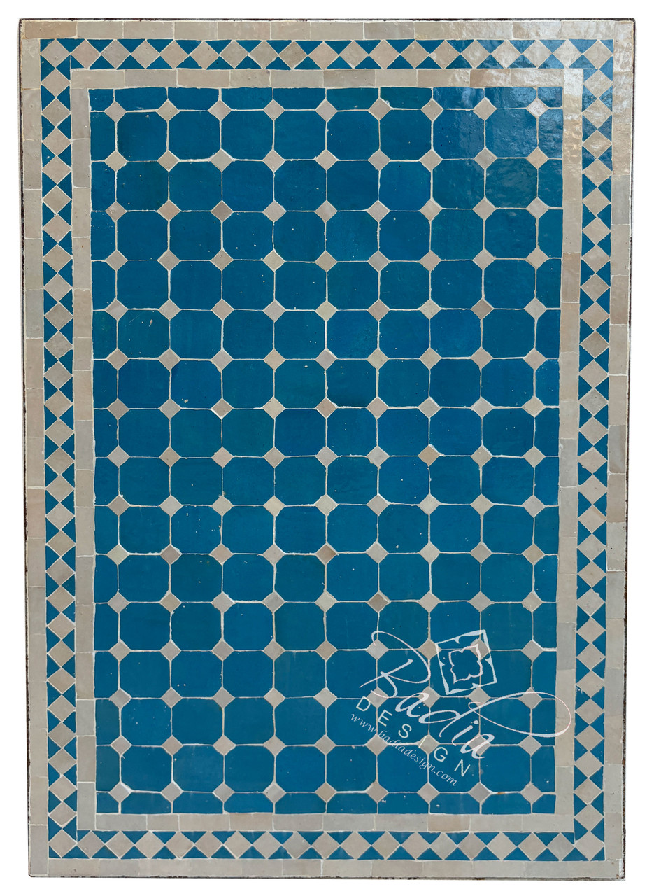 24" x 36" Rectangular Bright Blue and White Tile Table Top - MT845