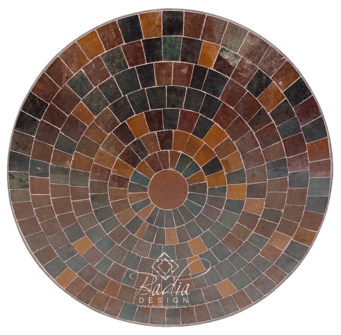 24 Inch Round Brown Multi-Shade Tile Table Top - MTR695