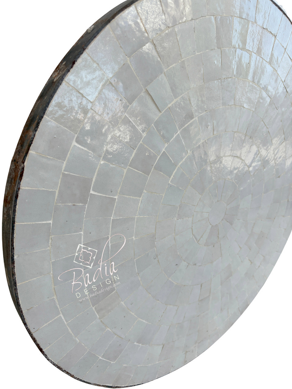 24 Inch Round White Multi-Shade Tile Table Top - MTR698