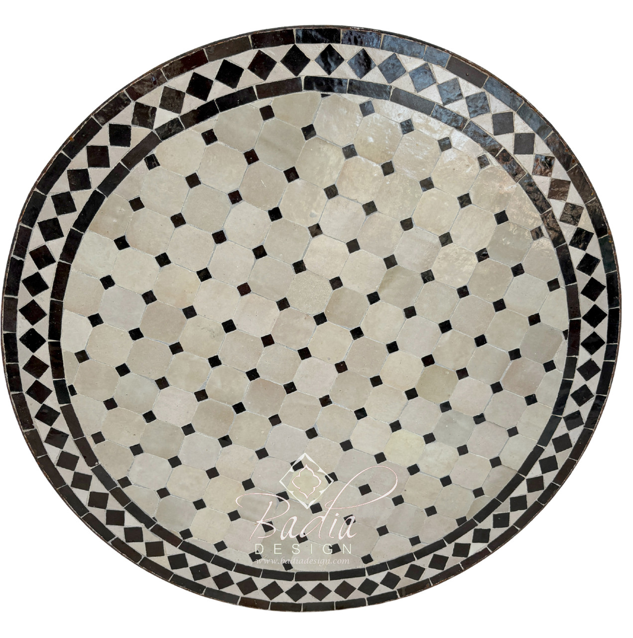 36 Inch Dark Brown and Beige Tile Table Top - MTR701