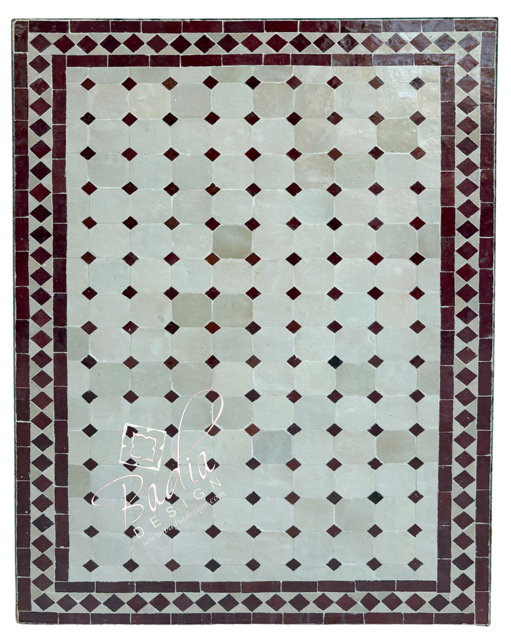 24" x 36" Rectangular Brick Red and Beige Tile Table Top - MT858