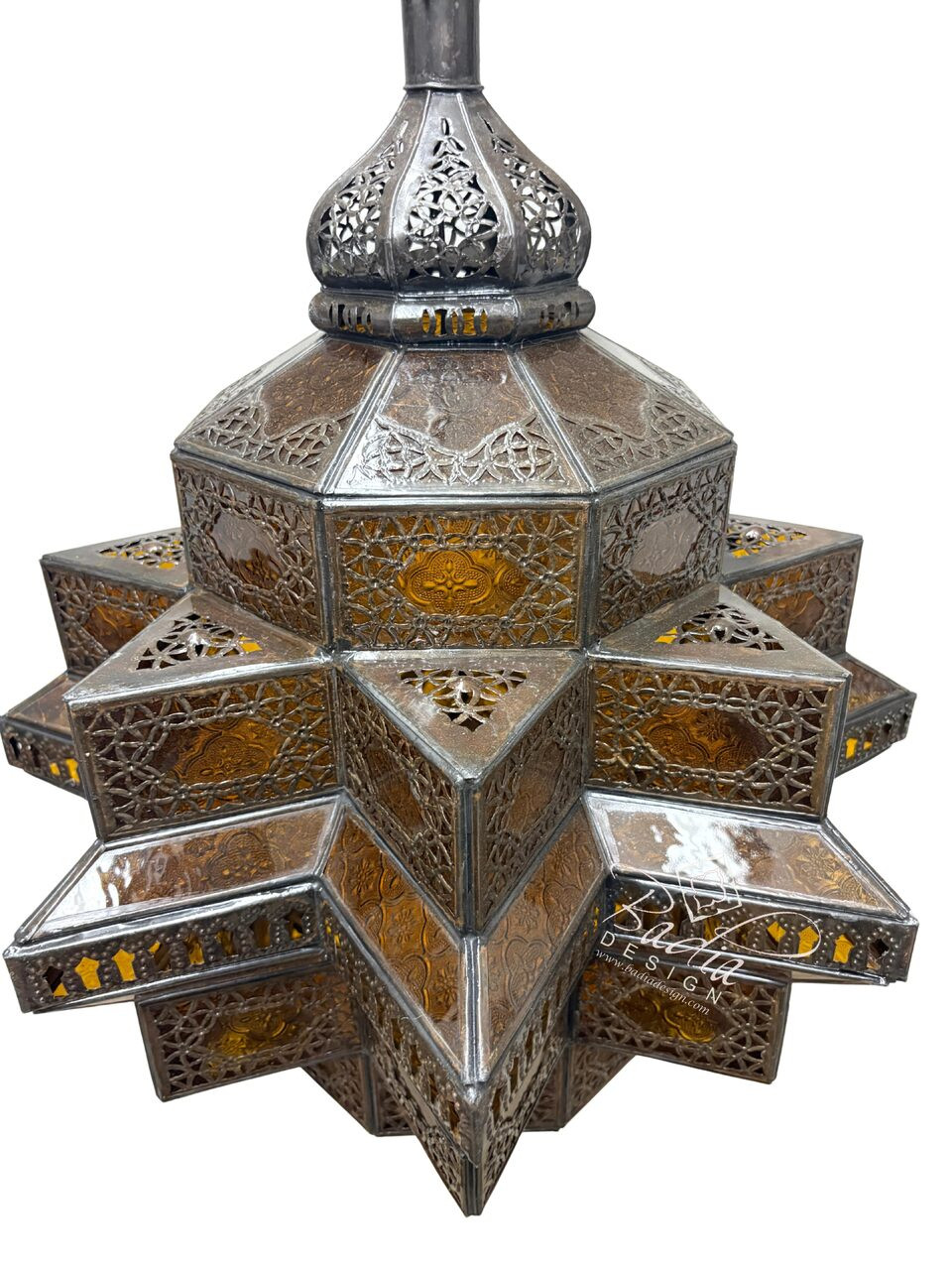 Large Amber Color Glass Lantern - LIG547 Large Amber Color Glass Lantern - LIG547