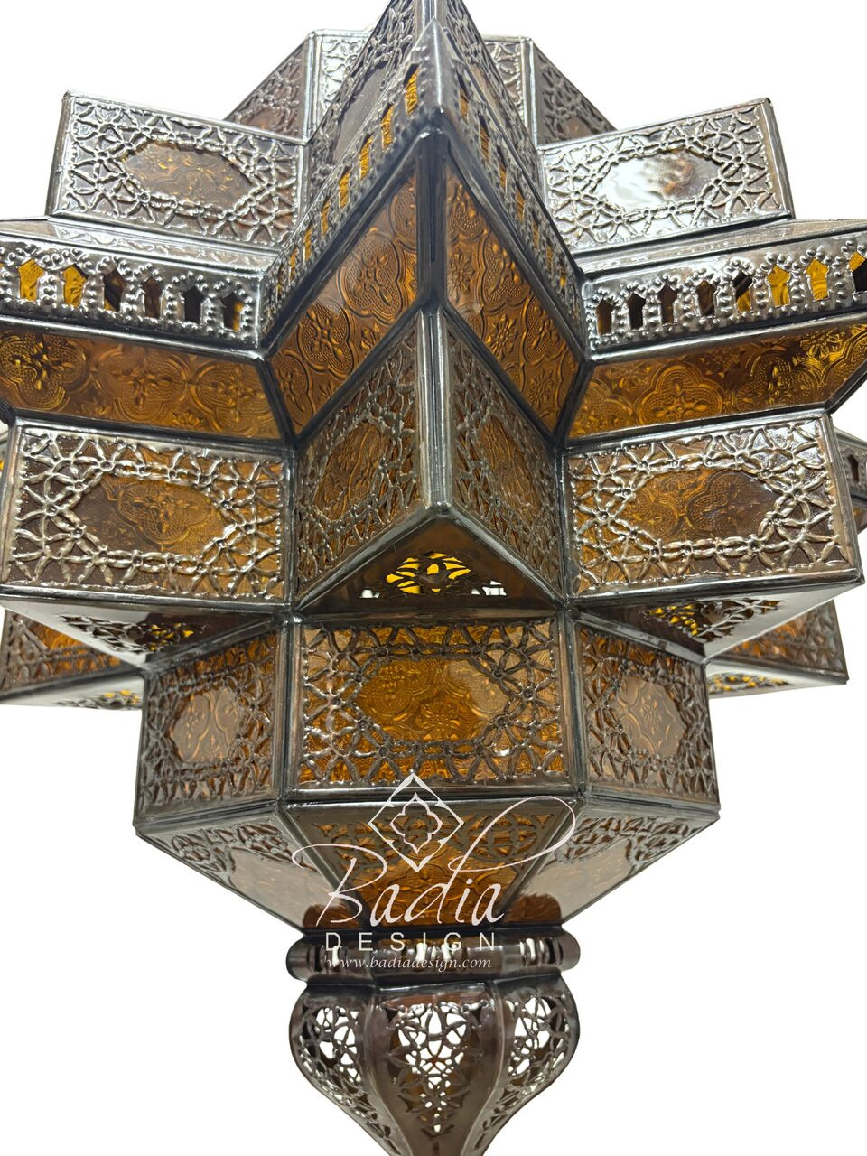 Large Amber Color Glass Lantern - LIG547 Large Amber Color Glass Lantern - LIG547