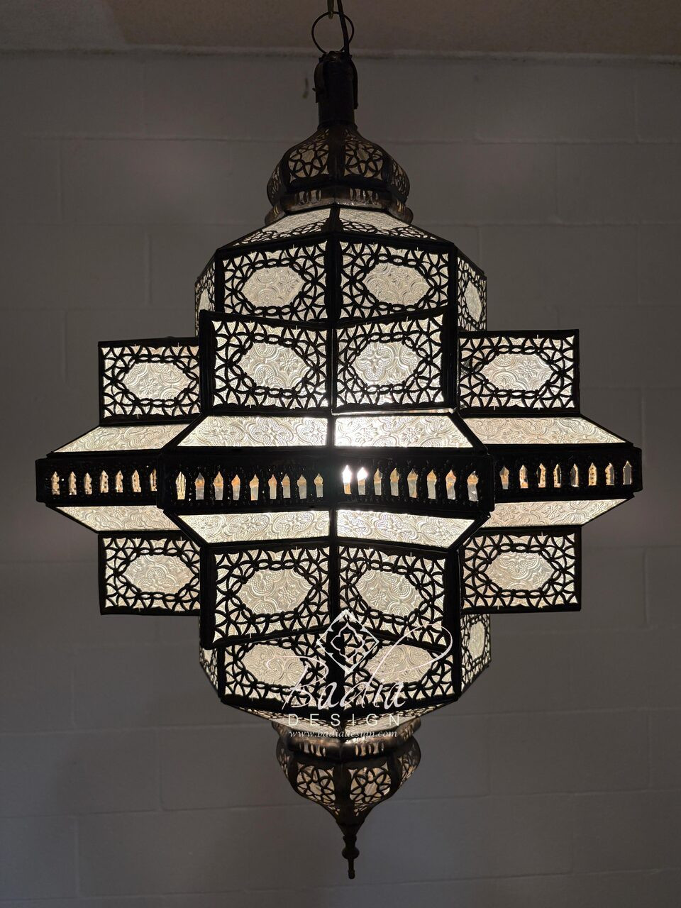 Large White Frosted Glass Lantern - LIG548 Large White Frosted Glass Lantern - LIG548