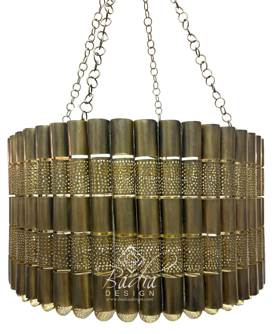 Cylindrical Drum Shaped Brass Chandelier - CH368