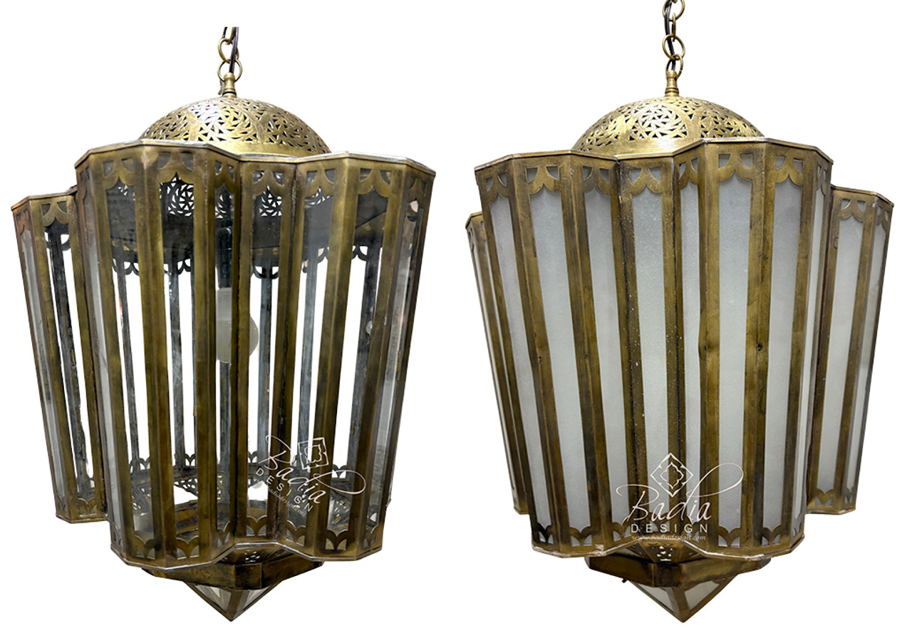 Moroccan Polygonal Brass and Glass Chandeliers - CH371 Moroccan Polygonal Brass and Glass Chandeliers - CH371