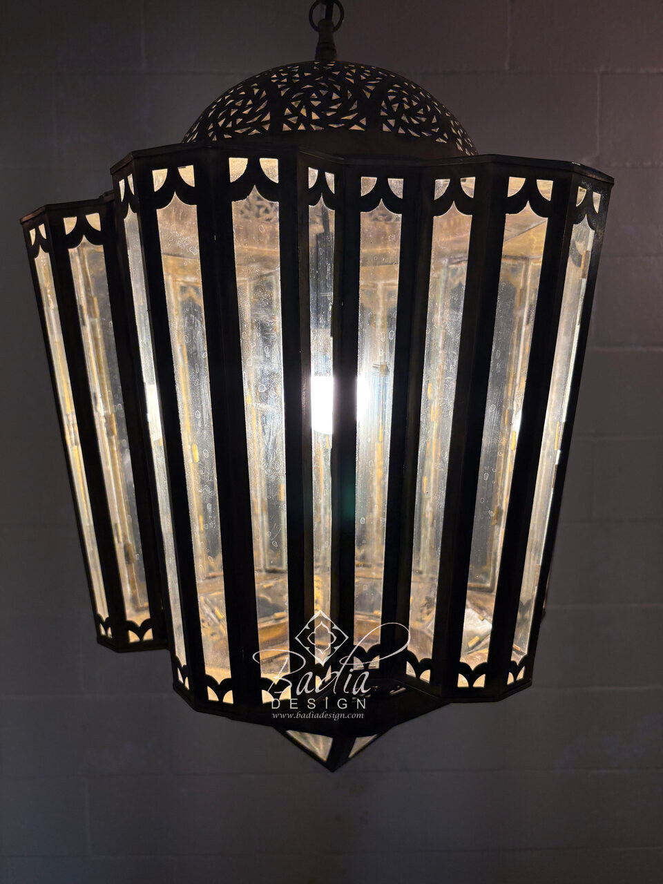 Moroccan Polygonal Brass and Glass Chandeliers - CH371 Moroccan Polygonal Brass and Glass Chandeliers - CH371