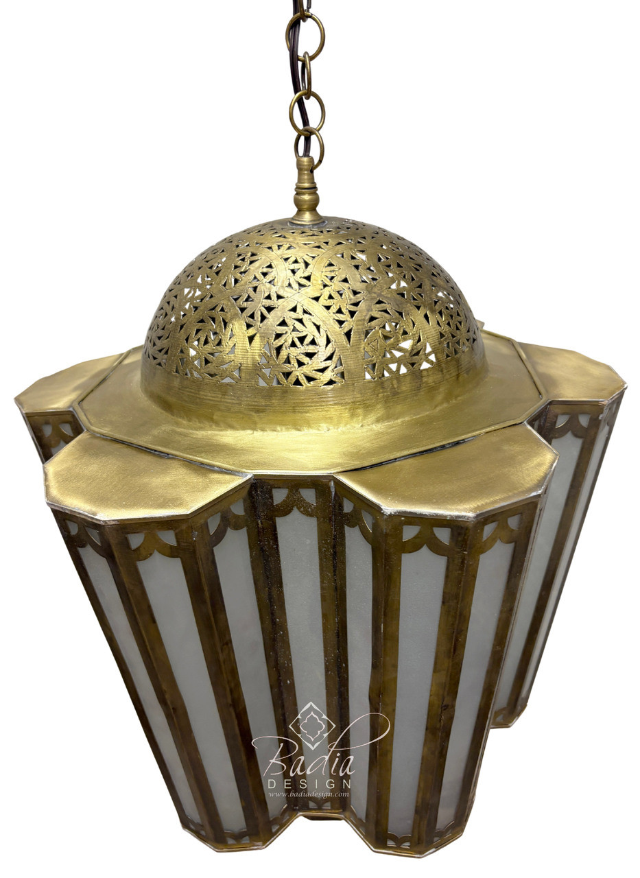 Moroccan Polygonal Brass and Glass Chandeliers - CH371 Moroccan Polygonal Brass and Glass Chandeliers - CH371
