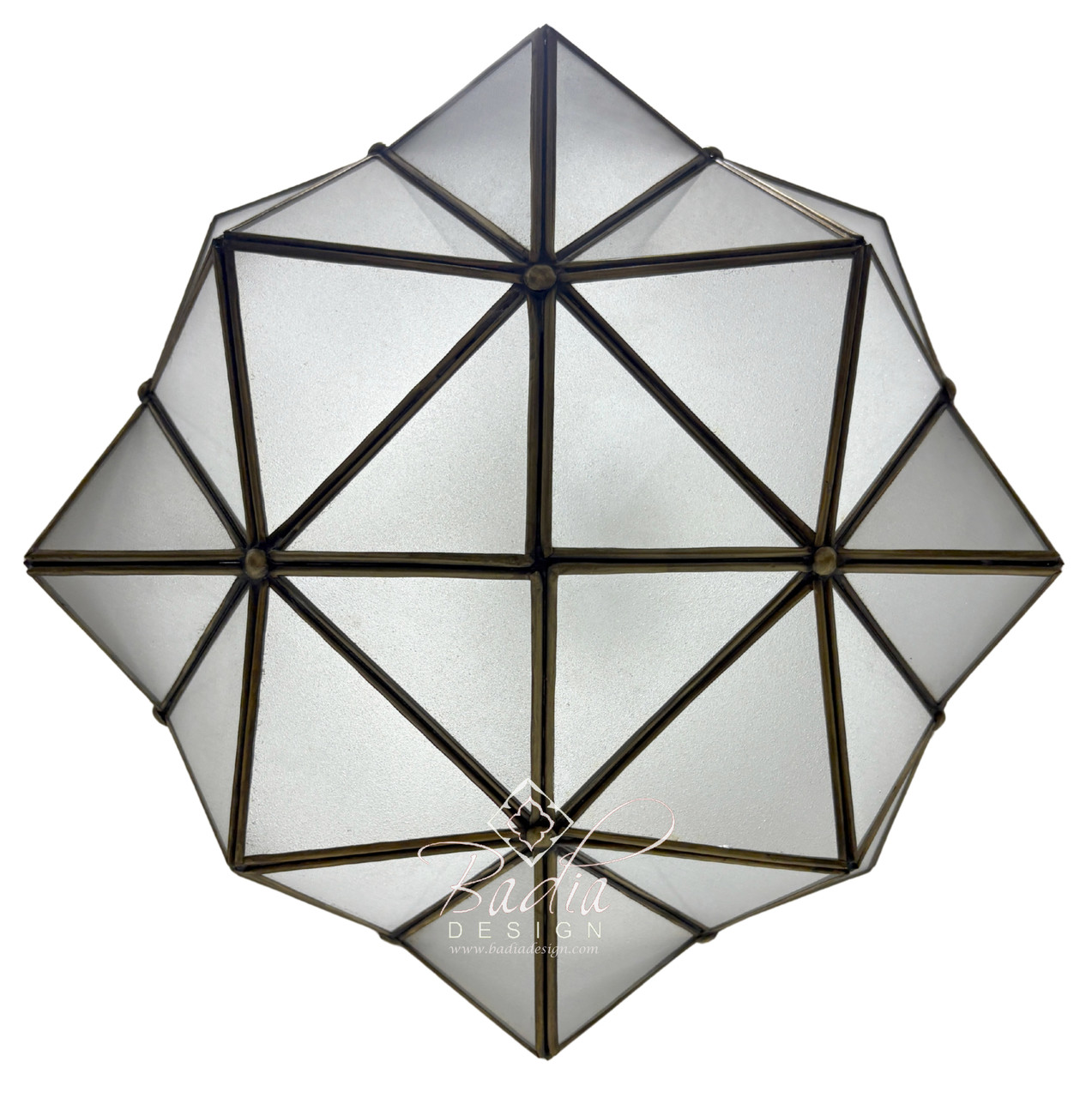 Moroccan Geometric Brass and Glass Lantern - LIG552